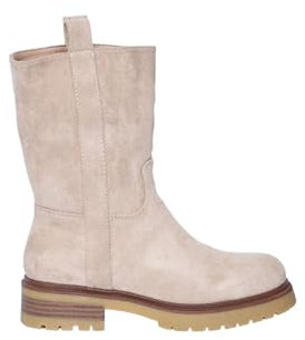 Anfibi Donna Bassi Invernali a Punta Rotonda in Camoscio con Gambale Alto 22cm Tacco Largo 4cm Suola In Gomma 2 cm Stivali Antiscivolo (Beige, Sistema Taglie Calzature EU, Adulto, Numero, Media, 41)