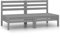Iiaky Garten-Mittelsofas 2 STK. Grau Kiefer Massivholz Sofa Lounge Sessel für Garten Terrasse Balkon