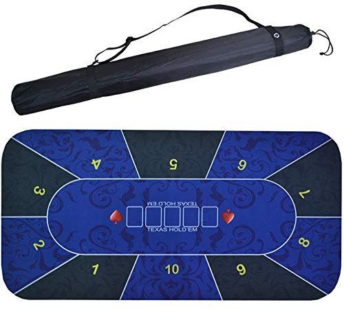 KLYDBMYT Texas Pokertischmatte, professionelles Pokertisch-Layout aus Gummischaum, Pokertischmatte mit Umhängetasche, 180 x 90 cm, rechteckige Pokertischsitze (Farbe: 1, Größe: 180 x 90 cm)