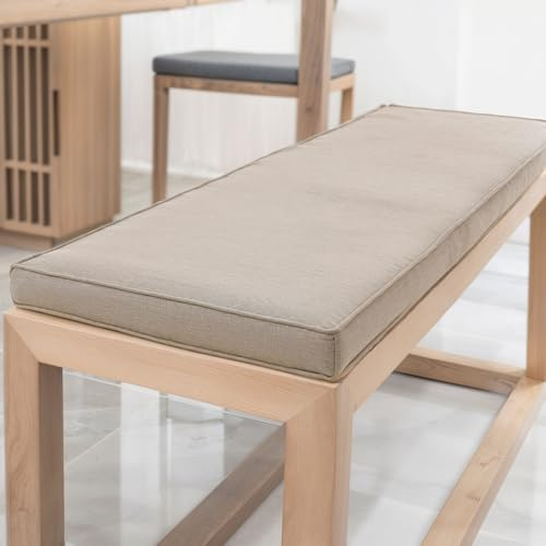 YFHT Bankauflage 90x40x5cm waschbares Bankkissen aus Leinen mit Rutschfester Unterseite und Paspel, Sitzkissen für Gartenbank, Terrasse, Innen Fensterbank, Flurbank, Rattanstühle usw