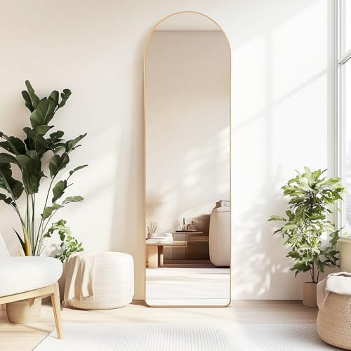 Trintion Ganzkörperspiegel 160x50cm | Elegant & Funktional | Standspiegel & Wandspiege | Sicherheitsglas | Freistehend oder Wandmontage | Für Schlafzimmer, Flur, Badezimmer & Wohnzimmer, Rose Gold