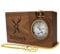 Holzwerk Germany 2 in 1 Handgefertigte Taschenuhr Tischuhr Standuhr Öko Natur Holz Taschen Uhr mit Kette Braun Gold Silber Römische Ziffern