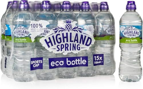 Highland Spring Still Spring Water, 750ml Bottles, Pack of 15 - by Kandy Collection