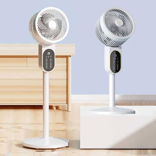 Air Circulator Pedestal Fan Portable Air Conditioner with Remote 3D Oscillation Adjustable Height & Tilt Quiet Motor LED Display Cooling Fan Air Cooler for Living Room Office Dorm Bedroom Fa