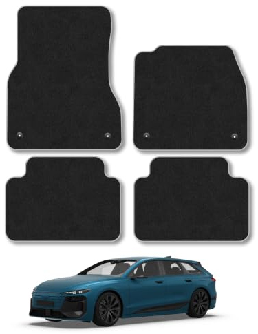 Audi A6 e-tron (2025+) [Avant, Sportback] Carpet Car Mats | Grey Edge Trim Tailored Fit Floor Mats Full Coverage Protection Accessories Easy Clean Anti Slip Made in the UK