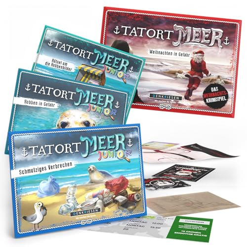 DENKRIESEN - Tatort Meer Bundle - Junior Fälle + Weihnachtsfall | Ab 8 Jahren | Spannendes Krimispiel für Kinder | Detektivspiel | Abenteuer für Junge Ermittler | Ideal für die ganze Familie