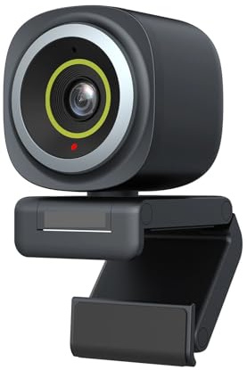 TIEOAXFT Webcam 4K HDR 1080P@60FPS Microfono con cancellazione del rumore 45°-95° ​​FOV regolabile Inquadratura AI automatica for PC