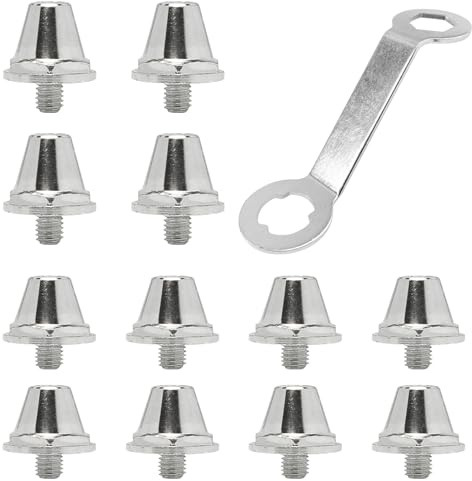 TAIANJI 12 Stück Schraubstollen für Fussballschuhe, Metall Ersatzstollen Kompatibel Fußballschuhe mit Stollenschlüssel Spikes, Stollen für alle Fußballschuhe 11mm 13mm
