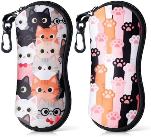 Playexen Custodia per Occhiali da Sole con Cerniera per Uomo & Donna Borsa per Occhiali in Neoprene Morbida & Ultraleggero Custodie per Occhiali Portatile con Moschettone per Occhiali Chiavi