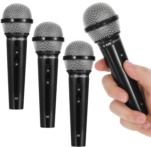 Didiseaon Microphone Toy 4 pcs Interactive Microphone Props for Kids Play Pretend News Anchor Mic Fancy Dress Party Favour Singing Role Play Birthday Gift