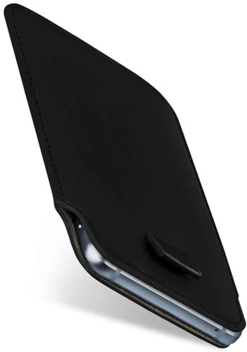 moex Slide Case für Emporia SMART.7 mini Handytasche zum Einstecken Ultra dünn, Einsteckhülle Holster Hülle PU Leder, Sleeve Etui Handyhülle mit 360 Grad Komplettschutz, Schwarz