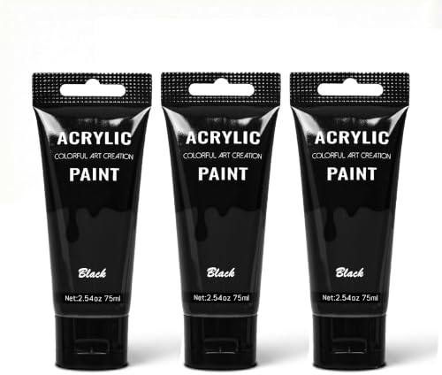 YULL Vernice acrilica nera, 225 ml di colore nero, impermeabile e coprente, vernice acrilica per metallo, legno, vetro, ceramica, tela, pietra, tessuto e pelle