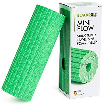 BLACKROLL® MINI FLOW Faszienrolle (15 x 5 cm), kleine Fitness-Rolle mit geriffelter Oberfläche, handliche Massagerolle für unterwegs, im Büro oder Fitnessstudio, mittlere Härte, Made in Germany, Grün