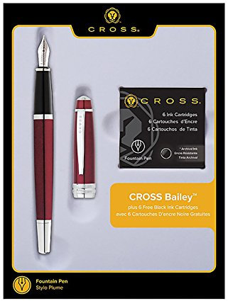 Cross Bailey Füllfederhalter rot mit Tintenpatronen, mittel