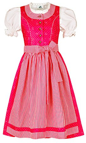 Isartrachten Kinderdirndl rosa oder blau 3-teilig mit karierter Schürze rosa