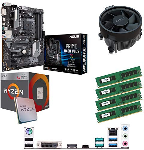 Components4All AMD Ryzen 3 2200G 3.5GHz (Turbo 3.7GHz) Quad Core CPU, ASUS PRIME B450-Plus Motherboard & 32GB 2400MHz Crucial DDR4 RAM Pre-Built Bundle