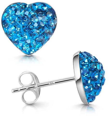 Materia Herz Ohrringe Silber 925 Kinder blaue Steine SO-177