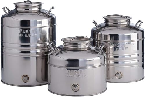 SANSONE Contenitore AGGRAPPATO Olio Fusto Alimentare Acciaio DAMIGIANA BIDONE (30 Litri)