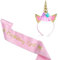 Deolven - Accessoires de fête d'anniversaire Licorne: Headband et Ceinture pour Filles - Rose - One Size (Fits most children)