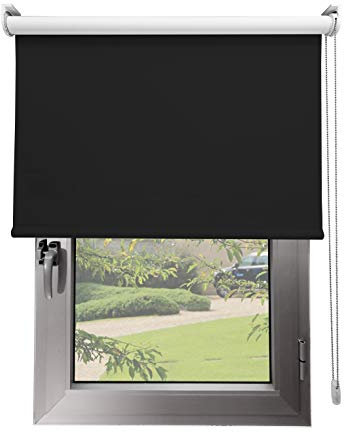DECORESTOR Estor Enrollable Opaco Térmico a Medida 64 x 160 - Negro - Persiana Blackout para Ventanas y Puertas - Interior y Exterior - Bloquea 100% Luz y Aisla Temperatura - Ideal en Pared o Techo
