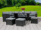 BIRCHTREE PE Rattan Garden Furniture Set Sofa Chair Foot Stool Table Glass Coffee Table 9 Seater Cushion Outdoor Patio Conservatory RFS04 Black