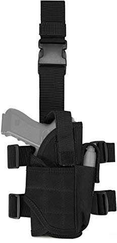 Huntvp Taktisch Beinholster mit Magazintasche Militär Pistolenholster für Rechtshänder MOLLE Oberschenkelholster Nylon Waffenholster für Herren Airsoft Paintball Cosplay,Typ-5-Schwarz