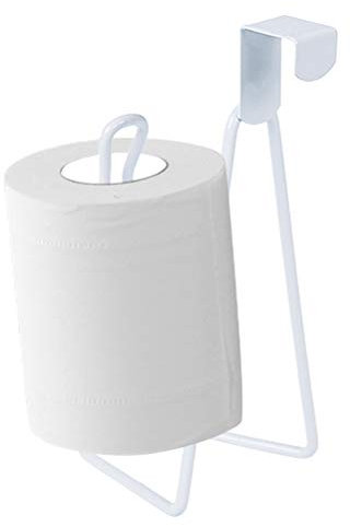 Bireegoo Toilettenpapierhalter mit Haken zum Aufhängen, aus Metall, Badezimmer, Küche, 1 Stück, Weiß 7,5 x 19 cm
