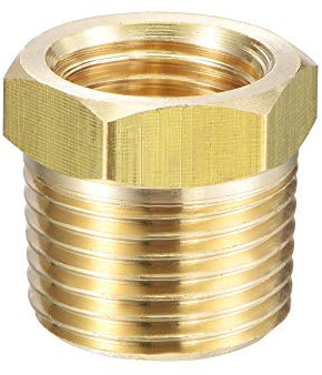 sourcing map Messing Rohr Fitting Reduzierstück Adapter Schlauchverbinder 3/8'' BSPT männlich x 1/4'' NPT weiblich für Wasser Öl Luftdruckmesser Motor Temperatursensor 1 Stück