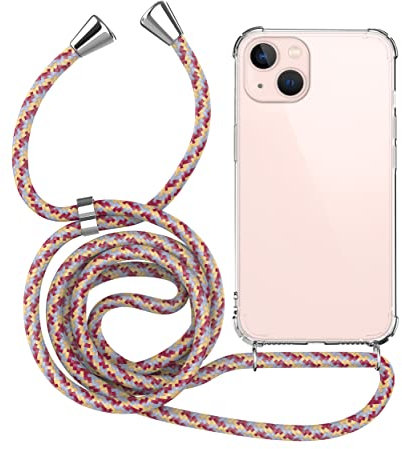 MyGadget Handykette für iPhone 13 - [ TPU Hülle mit verstellbaren Band ] - Handyhülle mit Handyband zum Umhängen Kordel Schnur Case Schutzhülle - Rosa
