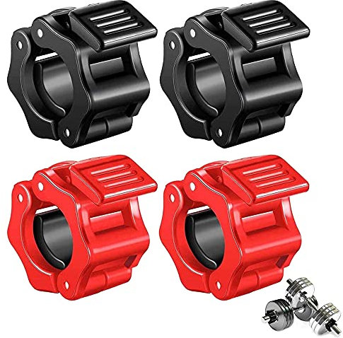 OHYER 4 Pezzi Morsetti per Bilanciere Collari di Bloccaggio Ferma Dischi 28mm Blocca Dischi Bilancieri a Sgancio Rapido Collari Bilanciere per Allenamento Sollevamento Pesi e Fitness (Nero+Rosso)