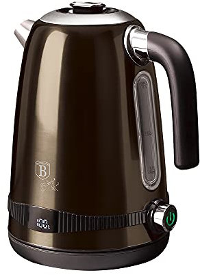 Elektrisch Wasserkocher 1.7L mit Temperatureinstellung 40-100 Grad, LCD-Thermostat, Warm Halten, Eingebauter Filter 2200W (Metallisch Braun)
