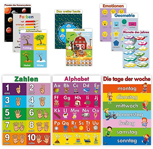 Profit abc poster für kinder – lernposter grundschule kínder deutsch, poster kinderzimmer jungen, alphabet , sonnensystem poster,kann mit Whiteboard-Markern verwendet werden.