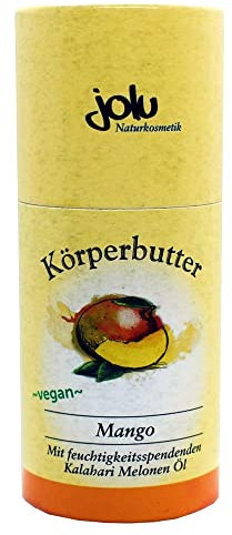 jolu Naturkosmetik, Körperbutter Mango, Naturkosmetik zertifiziert, vegan, mit feuchtigkeitsspendenden Kalahari Melonen Öl