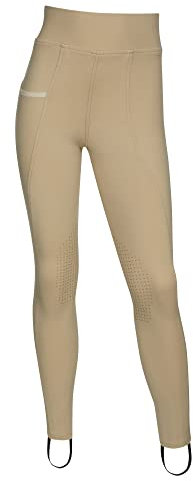LeMieux Pantaloni da equitazione per ragazze e giovani piloti, con seduta completa, per equitazione, Beige, 5-6 Anni