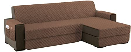 sevi's Sofabezug L Form 250cm Wasserdicht, Sofa überzug Ecksofa Reversibel Kratzfest Fleckenresistent - Sofa Cover für Katzen und Hunden - Hellbraun