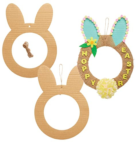 Baker Ross FX495 Osterhasen-Holzkränze - 10er-Pack, Osterdekorationen zum Selberbasteln für Kinder
