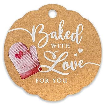 Summer-Ray Geschenkanhänger mit Aufschrift Baked with Love for You, für hausgemachte Backwaren, Braun, 50 Stück