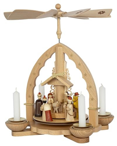 Richard Glaesser Pyramide Christi Geburt Natur für Teelicht und Kerzen aus Seiffen im Erzgebirge