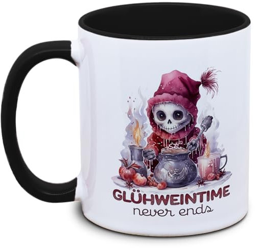 Glühwein-Tasse „Glühweintime Never Ends“ – Lustig, Winter, Weihnachtsmarkt, Geschenk