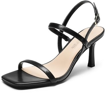 DREAM PAIRS Women's Slingback Heel Strappy Sandals | latex cushioned insole, adjustable ankle strap, versatile with dresses or jeans