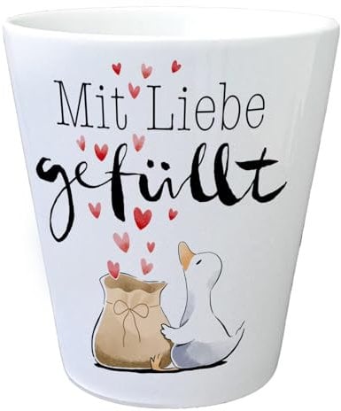 speecheese Ente Blumentopf mit Spruch Mit Liebe gefüllt Valentinsgeschenk Hochzeitsgeschenk Romantischer Liebesbote für Valentinstag Hochzeit Persönliche Grüße