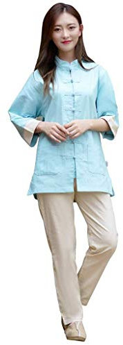 Tai Chi Dräkt Traditionell kinesisk Kung Fu Kläder Kvinnor Kampsport Uniform Zen Meditation Yoga Dräkt Taekwondo Träning Gul S/Tag M (Blå M)