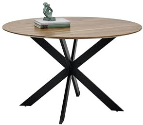 möbelando Esstisch >Pedro< in Akazie/schwarz, Akazie, Metall - 79x130cm (HxD)