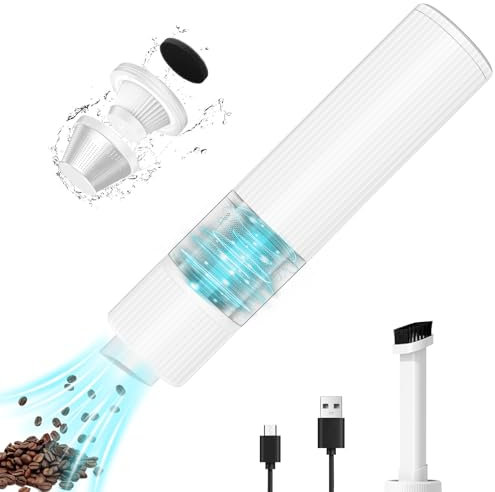 BelonLink Handstaubsauger Akku, 3 in 1 Kabelloser USB Aufladbar Tragbar Leicht Mini Staubsauger, Auto Staubsauger Waschbar HEPA-Filter, Handsauger, für den Auto, Haus, Küche, Tierhaare (Weiß)