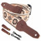 Nefelibata Banjo-Gurt, 2 breit, Vollnarbenleder Jacquard bestickt, verstellbarer Ersatz, Gitarrengurt mit Kopfplatten-Seil und Leder-Stirnband (hellgelbe Blumenstickerei)