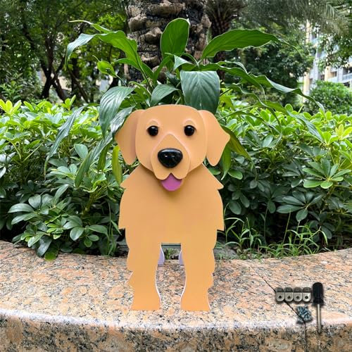 Light Of The City Dog Planter Plant Pot, Dog Flower Pot Cactus Planter Pots for Outdoor Garden Decoration, Golden Retriever Plant Storage Container Holder Office Home Indoor Decor Gift for Dog Lovers
