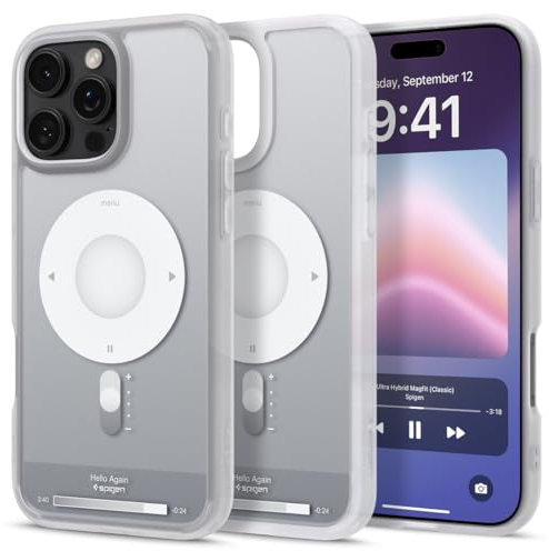 Spigen für iPhone 16 Pro Max Hülle [Anti-Yellowing] Ultra Hybrid MagFit Case Handyhülle Transparent Dünn Slim Kompatibel mit MagSafe -Classic Silver