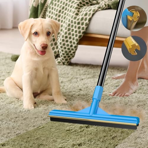 UEETB Carpet Rake for Pet Hair Removal, Reusable Cat Dog Hair Remover, 58’’ Adjustable Long Handle Pet Hair Removal Tool, Carpet Rake Scraper, Pet Hair Removal Broom for Rugs, Mats, Couch, Furniture