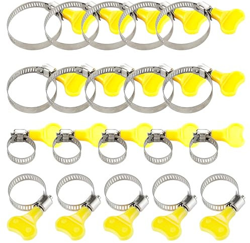 HDGSAFD 20 abrazaderas de tubo de escape de acero fundido y acero inoxidable, color amarillo