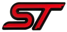 YSRWTBBA 3D-Metall-ST-Logo, Auto-Lenkrad-Emblem, kompatibel mit 2 3 K2 MK3 MK7 Fiesta Kuga/Explorer Edge ST, Aufkleber, Zubehör, einfach abziehen und abzi(Red Black Steering)